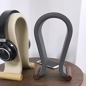 Desk Headband Headphone WALNUT Wooden Leather Stand Holder Rack For Max series PC Gaming Earphone Headphone holder