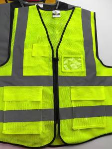 High Visibility Reflective Safety Vest Multi-Pockets Breathable Zipper Security Construction Roadwork Cycling Rompi Keselamatan