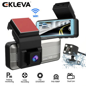 EKLEVA WiFi Car Video Recorder 1080P Rear View Night Vision Dash Cam 3.4 inch IPS Screen Car video Recording