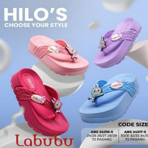 Sandal Jepit Labubu Motif Kartun Karakter Monyet Elit Anak Anak - Berbahan Resin - Warna Pastel