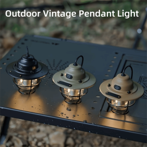 SERAPHYXO ชาร์จใหม่ได้ โคมไฟตั้งแคมป์แบบแขวน แบบพกพา แขวน แสงแอมเบียนต์สำหรับการตั้งแคมป์ วินเทจ ชีวิตที่ยาวนานเป็นพิเศษ โคมไฟระย้าสไตล์เรโทร กลางแจ้ง