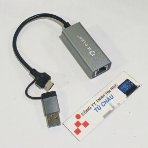 Cáp 2 in 1 Dual Type C và USB 3.0 ra Lan 1G (Gigabit) (Type C to Lan / USB 3.0 to Lan)