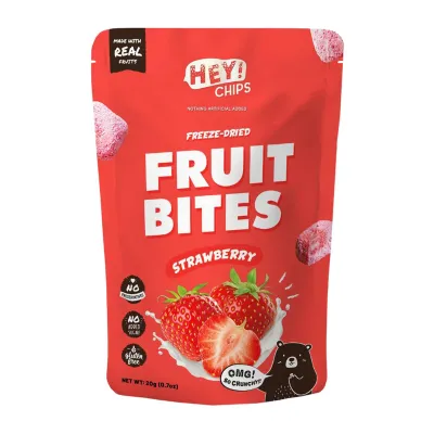 Hey! Chips Strawberry Fruit Bites - Halal Freeze Dried Healthy Yoghurt Melts Snack