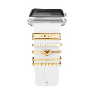 Smartwatch Strap Bling Charms for Apple Watch Ultra 2/Ultra Series 9 8 SE 7 6 5 4 for Huawei Watch Galaxy Watch 6 5 4 Decoration Metal Rings Women iWatch Luxury Ornament
