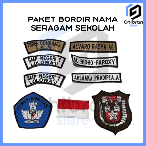 Paket Bordir Nama Sekolah Personalisasi - Stitcher Custom Warna Abu-abu Tua