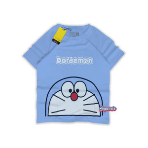 Baju Kaos Anak Distro laki aki Perempuan Gambar Doraemon Warna Biru Muda Usia 1-13 Tahun