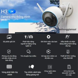 (Giá Sốc) Camera Wifi EZVIZ H3 PRO 5MP 3K H3 PRO 3MP 2K Ngoài Trời Màu Bang Đêm Đàm Thoại 2 Chiều - Bảo Hành 24th