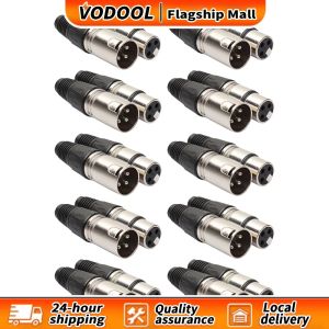 【Fast delivery】 20pcs 3 Pin Microphone Audio Cable Plug Socket Panel Mount Chassis 10 Male 10 Female XLR Connector Zinc Alloy Cannon XLR Connector for Mixer Amplifier