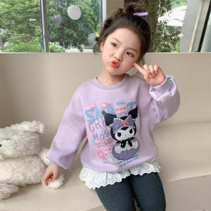 Christmas gifts Halloween Anime Kuromi Girl Clothes Cartoon Sweatshirt New Girls Fashion Tops Sweet Kawaii Casual Long Sleeve Suitable Fall Girl Clothes
