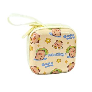 UUMIR กันน้ำกันน้ำได้ กระเป๋าเหรียญ Capybara แบบพกพาได้ ลายการ์ตูน กระเป๋ากุญแจกุญแจ น่ารักน่ารักๆ มินิมินิ กล่องเก็บของสำหรับเก็บ