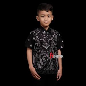 Kemeja Batik Pria  Lengan Panjang Dan Pendek Kemeja Batik Pria Lengan Panjang Dan Pendek Couple Batik Ayah Anak Motif G Kecil Warna Hitam