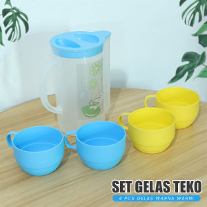 PARTYHOUSE PBR-GB Kettle Pitcher Teko 12 Liter Set Cangkir 4in1 / Wheat Straw Tahan Panas Tempat Minum Import