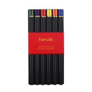 Famulei Premium Alloy Chopsticks Non-slip Chopstick 6pairs of family Pack