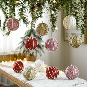 CMIEN7 3pcs 8cm Christmas Ball Creative Foam Hanging Ornament Festive Atmosphere Decoration Delicate Christmas Tree Pendant Background Layout