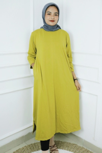 Midi Dress Wanita Kekinian Clara #2 Kaos Katun Combed 24s Size S M L XL XXL 3XL Long Tunik Jumbo