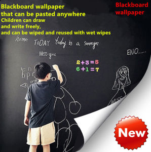Self-adhesive blackboard sticker size 2Mx45cm free 5 pieces of chalk thickened and tasteless wall stickers home teaching children removable no damage to the wall graffiti wall stickers wipeable training and office use