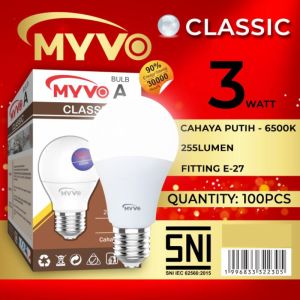 MYVO CLASSIC LAMPU LED BULB 21W 18W 15W 12W 9W 7W 5W 3W GARANSI SUPER TERANG