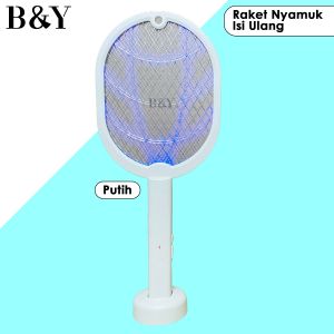 Raket Nyamuk Isi Ulang / Rechargeable Mosquito Trap / 2 in 1 Raket Nyamuk Putih