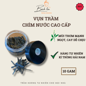 Vụn xông đốt trầm hương Kì Hải Nam chìm nước siêu VIP hộp 10gram đen kịt dầu 121