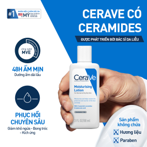 Sữa dưỡng ẩm phục hồi chuyên sâu và giữ da ẩm mịn suốt 48H CERAVE MOISTURISING LOTION 88ML