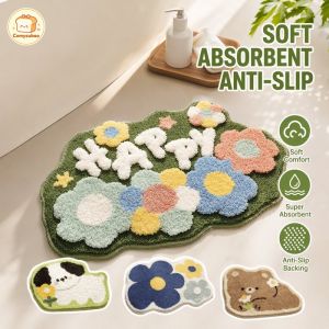 Dopamine Flower Design Kitchen Carpet Floor Mat Non-slip Thicken Household Absorbent Cute Bathroom Doormat Soft Home Decor