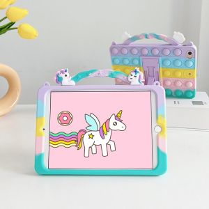 Cute Cartoon Silicone Kids Tablet Case for Samsung Galaxy Tab A9 Plus S6 Lite A8 A7 P610 X205 P615 T225 T505 10.4 8.7 10.5 T297 T510 10.1 8.0 Cover with Straps