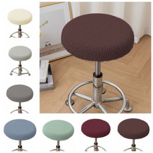 FOUNDTWO Stretchable Bar Round Stool Cover Soft Solid Color Round Stool Seat Cover Seat Protector Thickened Chair Slipcover Coffee Shop