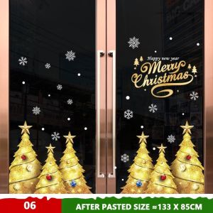 Christmas Window Sticker 2026 New Year Decals PVC Removable Holiday Decoration for Shop Store Glass christmas decoration