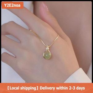 【Local shipping】 18K Gold Hetian Jade Necklace Metal Non Tarnish Fashion Women Accessories Jewelry