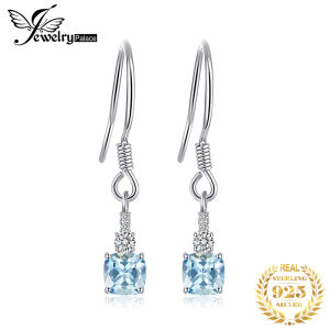 JewelryPalace 1.4ct Natural Sky Blue Topaz 925 Sterling Silver Drop Earrings for Woman Fashion Gemstone Jewelry Anniversary Gift