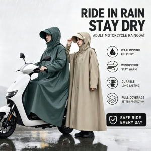 Motorcycle Raincoat Riding Poncho Waterproof Oxford Hooded Wind Resistant Outdoor Commuter Travel