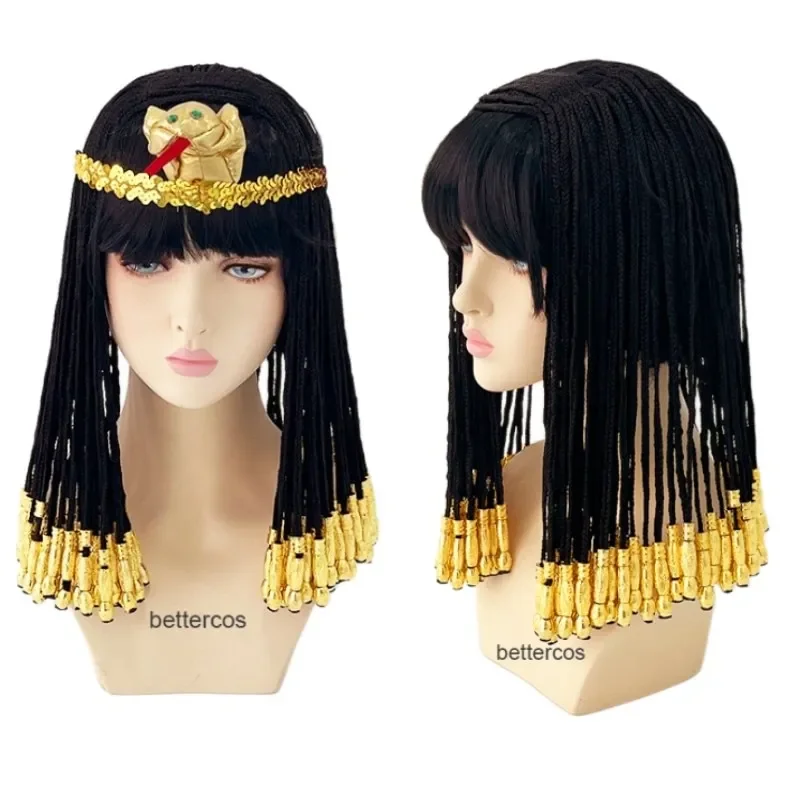 Cos wig Cleopatra Cosplay Wigs Egyptian Queen Black Braid Heat