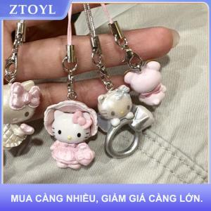 【ZTOYL】 Phim hoạt hình dễ thương Hello Kitty Keychain Túi Tai nghe trường hợp Mặt dây chuyền Kawaii điện thoại di động chuỗi Túi xách treo đồ trang trí quà tặng