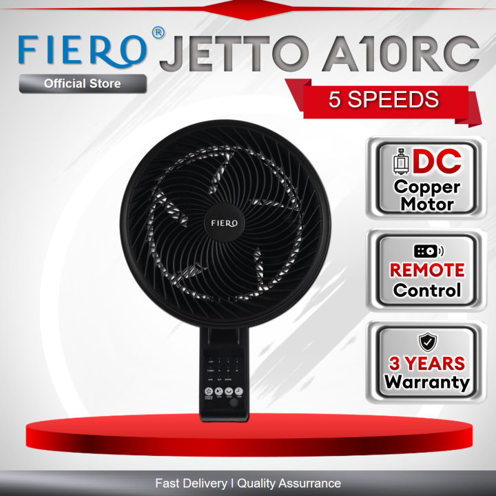 Fiero JETTO WF-A10RC DC Motor Wall Fan with 5 Speeds IR Remote Control ...