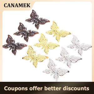 【 CANAMEK 】 50Pcs Vintage Butterfly Filigree Wraps Connectors Metal Craft DIY Jewelry Making