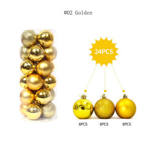 24 Pcs 6cm Gold Red Metallic Plastic Ball Xmas Balls Set Ornament for Christams Tree Decor Christmas Balls Decorations Home Hanging Decorative Balls