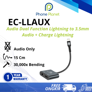 Phone Planet EC-LLAUX | Lightning to Aux 3.5mm Audio + Charger | 2 in 1 Adapter | 15cm