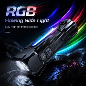 MJJ8 Flowing Side Light EDC Flashlight USB Rechargeable ic Base RGB Flashlight Warning Light Multicolor Ambient Light Everyday Carry