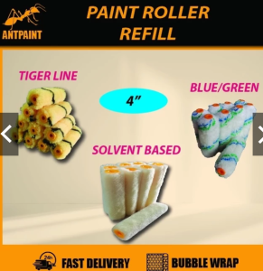 4" & 7" Paint Roller Refill And Paint Roller Handle Wall Painting Tools Berus Cat Minyak Paint Roller Handle Paint Brush