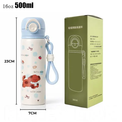 HoneyLion - 316 Medical Grade Stainless 500ML Water Flask | Spill-proof Design with Soft Lanyard | Ideal for Strollers & Backpacks Kawaii