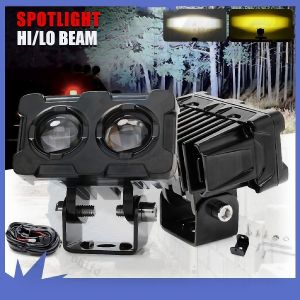 Auxiliary Dual Color LED Spotlight – 60W Hi/Low Beam Fog Lamp para sa Motorsiklo Kotse at Jeep