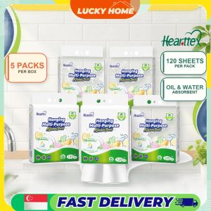 【Lucky Home】 【5Packs/Box】心相印Hearttex Hanging Kitchen Towels 120 Sheets 2-Ply Oil Water Absorbent Paper 210x225mm