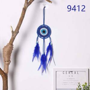 Evil Eye Dream Catcher Boho Room Decor Handmade Eye Wall Decor Blue Feather Dreamcatcher Wall Hanging Wall Art Living Room Gift Big Blue Evil Eye Dream Catcher Wall Hanging Wind Chimes Boho Room Decor Bedroom