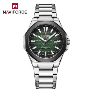 NAVIFORCE Original Simple Quartz Calendar Watch for Men 3ATM Grade Waterproof Luminous Material Pointer Stainless Steel Strap Mens Casual Business Watch Fashion Accessories NF9258