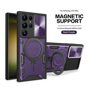 🇹🇭เคสซัมซุงไร้สายแม่เหล็กพร้อมขาตั้ง 3in1 การออกแบบหน้าต่างบานเลื่อน for เคส SAMSUNG GALAXY S21 S22 S23 S24 FE PLUS ULTRA เคสกระเป๋าสตางค์กันกระแทก