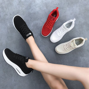 HUIANG รองเท้าเพื่อสุขภาพ สีพื้น ดำล้วน ใส่นิ่ม เบาสบาย ปรับสมดุลเท้า ความสูง 5 ซม. ไซส์36-40