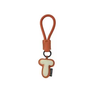 A-Z Pu Leather Letter Keychain Colorful Cartoon 3D Initials Name Pendant With Keyring Lanyard Women