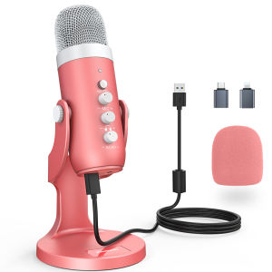 Haomuren K66 hồng USB cái mic cờ rô Thích Hợp Cho Trò Chơi Phát Trực Tiếp Hội Nghị Trực TuyếnMicrô Máy Tính Thu Âm Ngưng Tụ