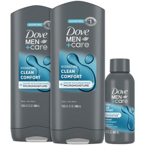 Dove Men+Care Body + Face Wash 2-Pack + Travel-Size Body Wash – Clean Comfort with 24HR ing MicroMoisture Lemon & Cedarwood Scent