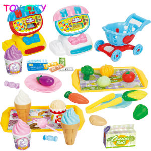 Quality Mini Simulation Cash register Kitchen Toy pretend Play house Supermarket Set Fast Food Hamburger Toys Role Training For Kids Gift